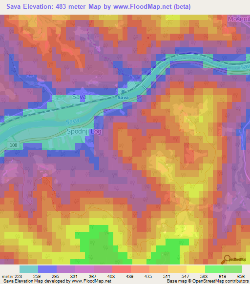 Sava,Slovenia Elevation Map