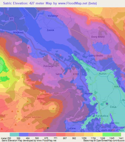 Satric,Croatia Elevation Map