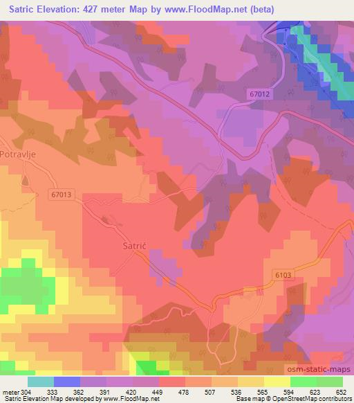 Satric,Croatia Elevation Map