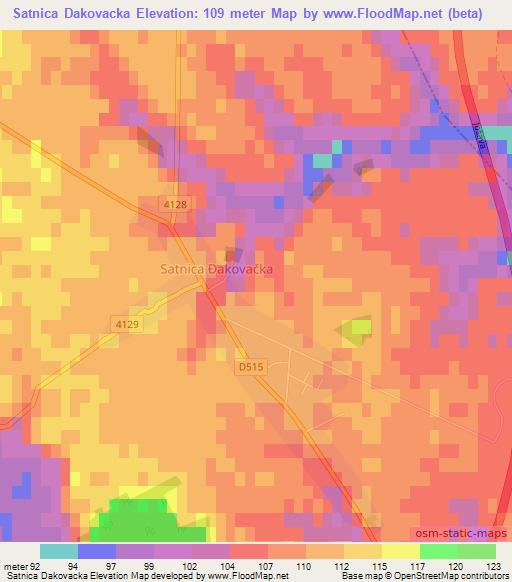 Satnica Dakovacka,Croatia Elevation Map