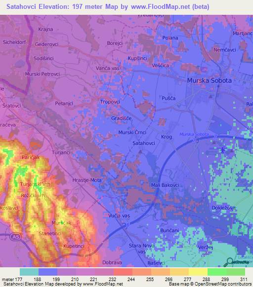 Satahovci,Slovenia Elevation Map