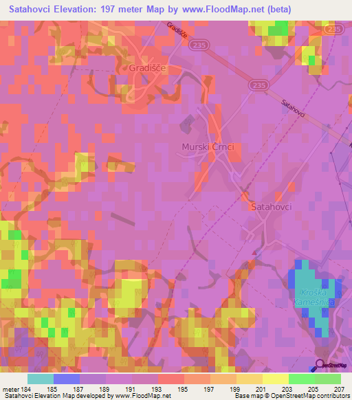 Satahovci,Slovenia Elevation Map