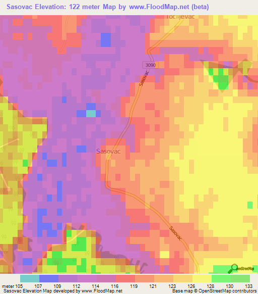 Sasovac,Croatia Elevation Map