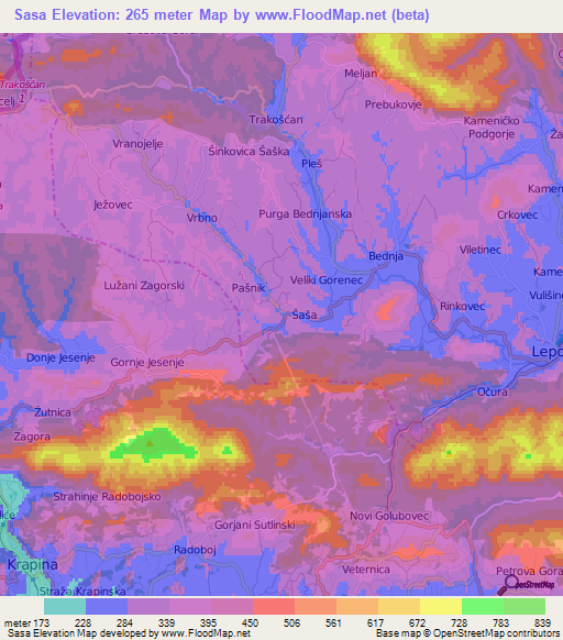 Sasa,Croatia Elevation Map