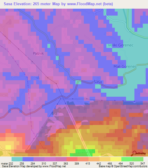 Sasa,Croatia Elevation Map