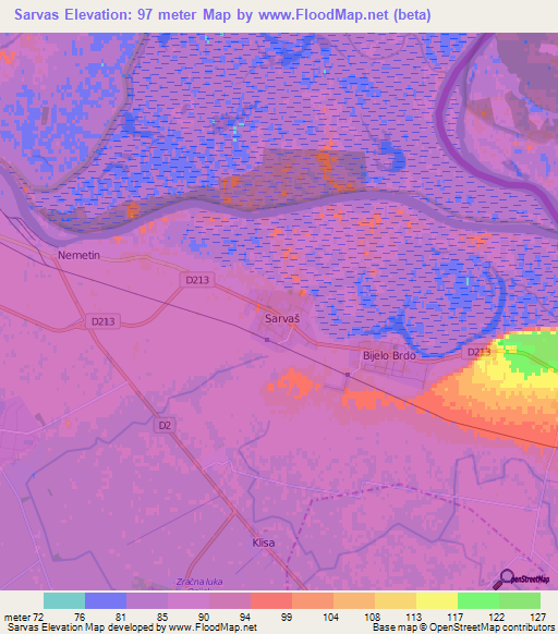 Sarvas,Croatia Elevation Map