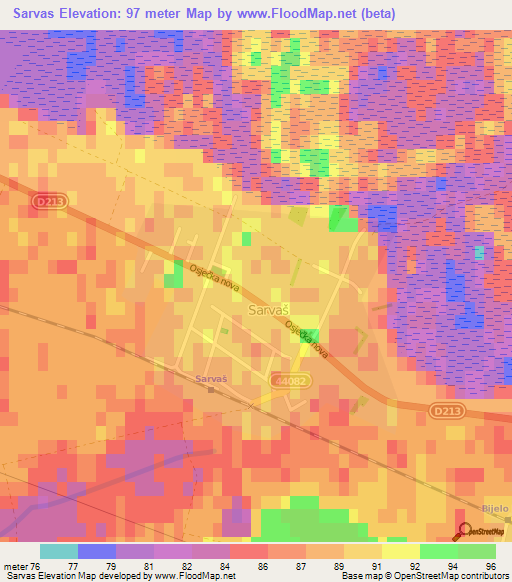 Sarvas,Croatia Elevation Map