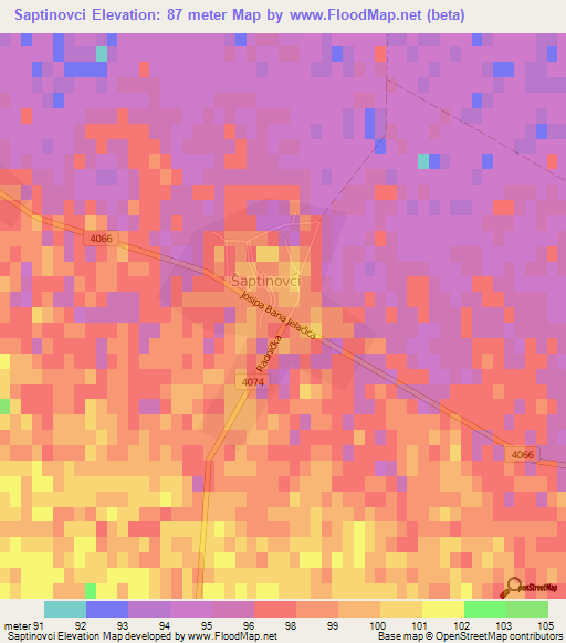 Saptinovci,Croatia Elevation Map