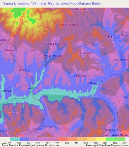 Sapna,Croatia Elevation Map