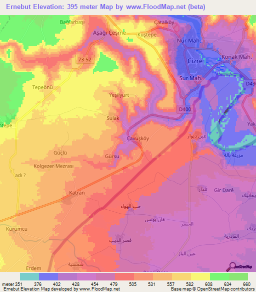 Ernebut,Turkey Elevation Map