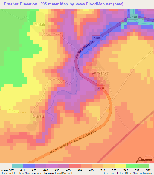 Ernebut,Turkey Elevation Map