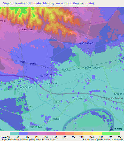 Sapci,Croatia Elevation Map