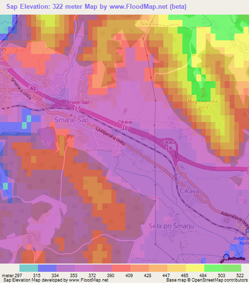 Sap,Slovenia Elevation Map