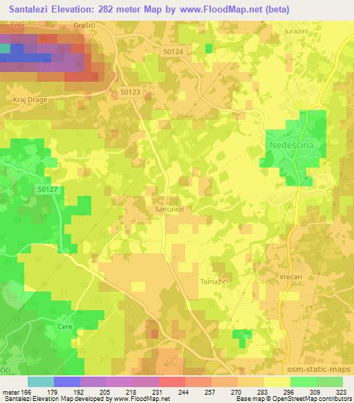 Santalezi,Croatia Elevation Map