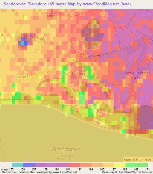 Sandorovec,Croatia Elevation Map