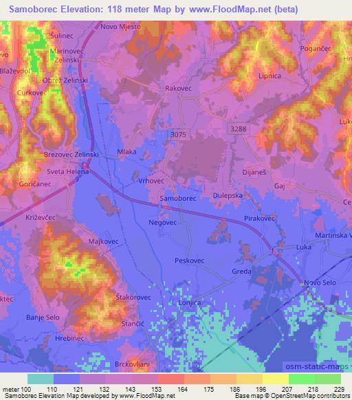 Samoborec,Croatia Elevation Map