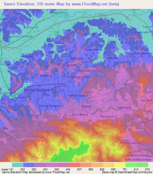 Samci,Croatia Elevation Map