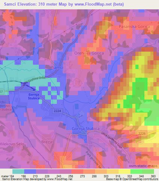 Samci,Croatia Elevation Map