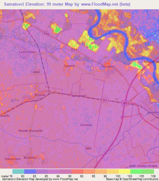 Samatovci,Croatia Elevation Map