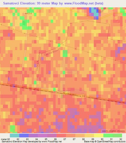 Samatovci,Croatia Elevation Map