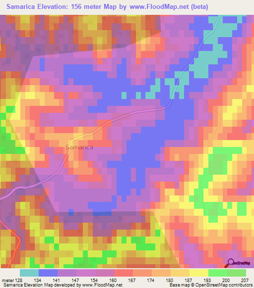 Samarica,Croatia Elevation Map