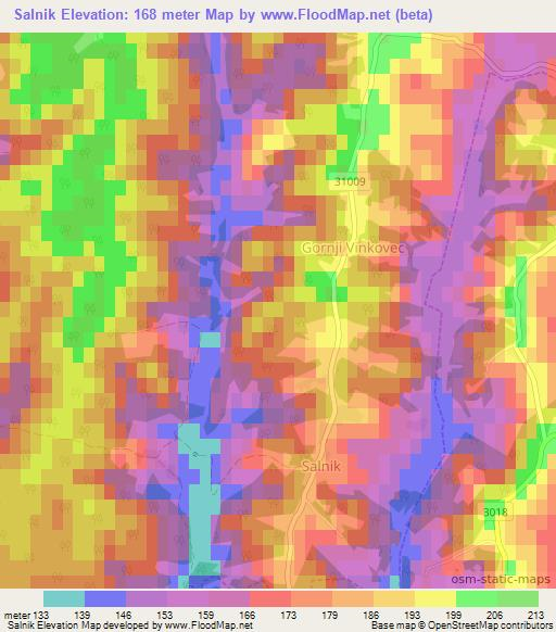 Salnik,Croatia Elevation Map