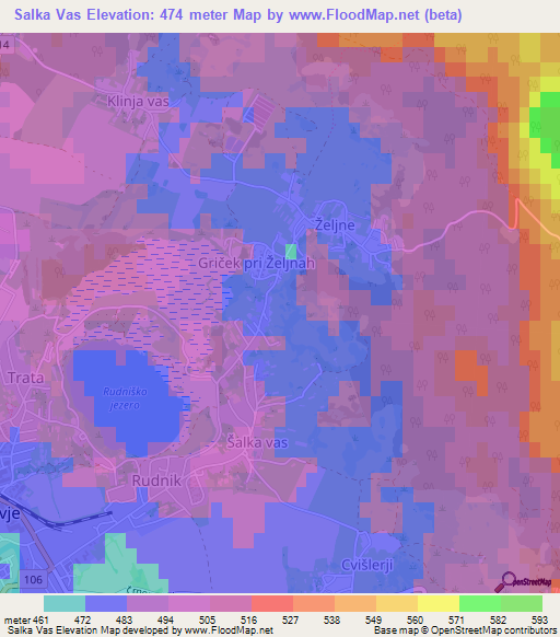 Salka Vas,Slovenia Elevation Map