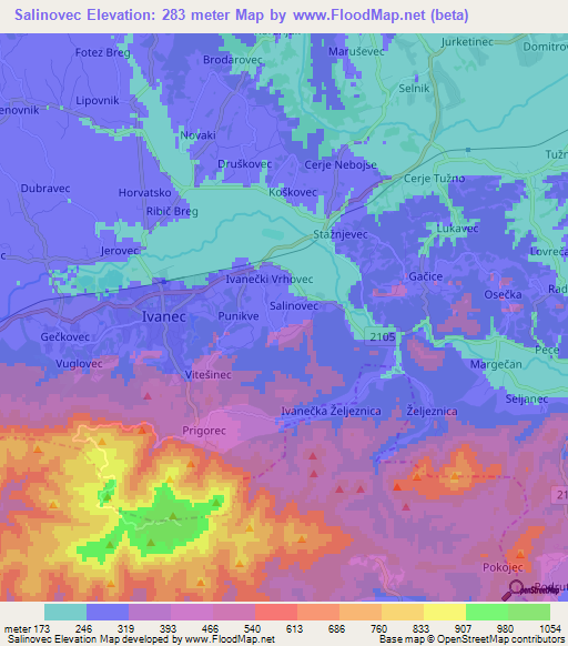 Salinovec,Croatia Elevation Map