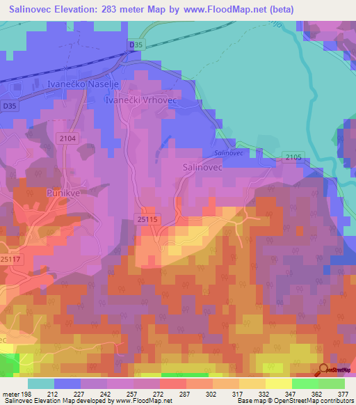 Salinovec,Croatia Elevation Map