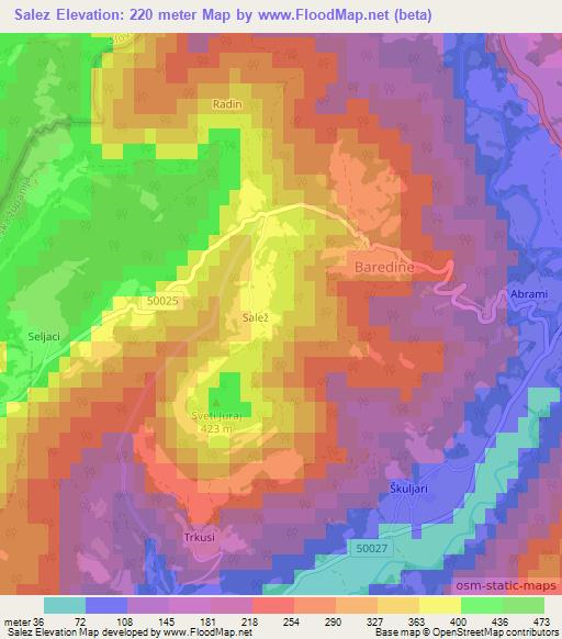 Salez,Croatia Elevation Map