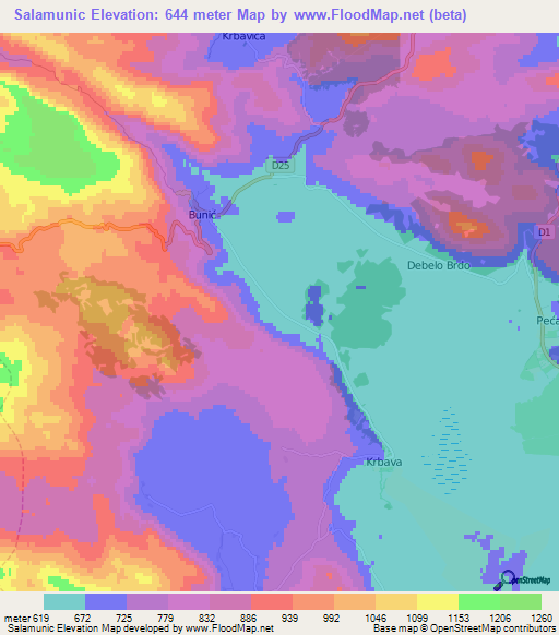 Salamunic,Croatia Elevation Map