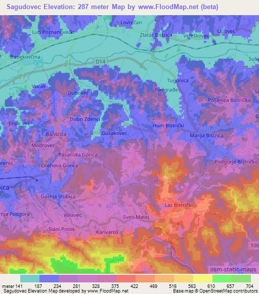 Sagudovec,Croatia Elevation Map