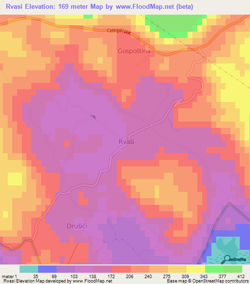 Rvasi,Montenegro Elevation Map