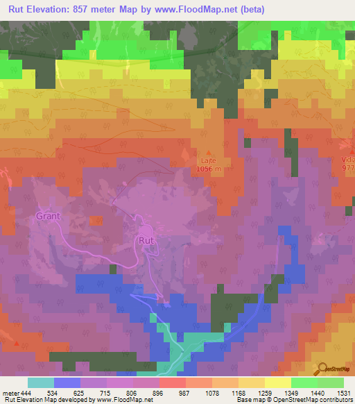 Rut,Slovenia Elevation Map