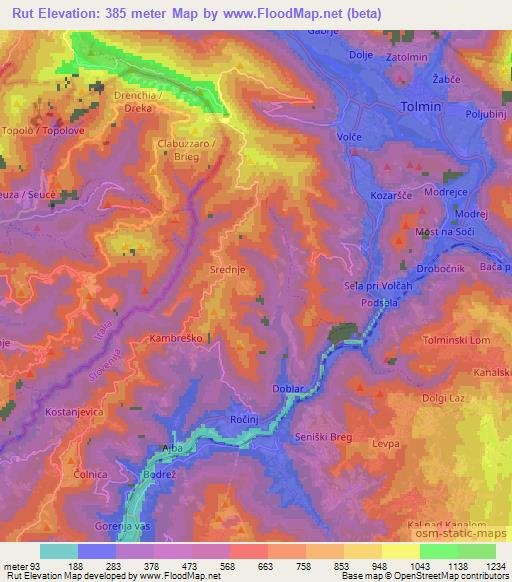 Rut,Slovenia Elevation Map