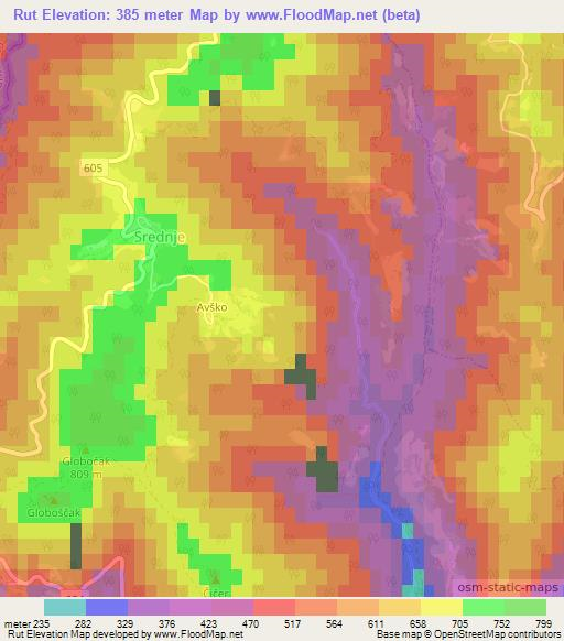 Rut,Slovenia Elevation Map