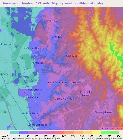 Ruskovica,Croatia Elevation Map