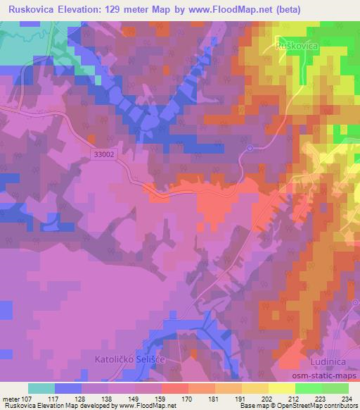 Ruskovica,Croatia Elevation Map