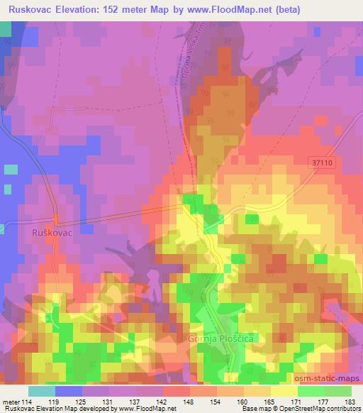 Ruskovac,Croatia Elevation Map