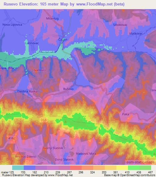 Rusevo,Croatia Elevation Map