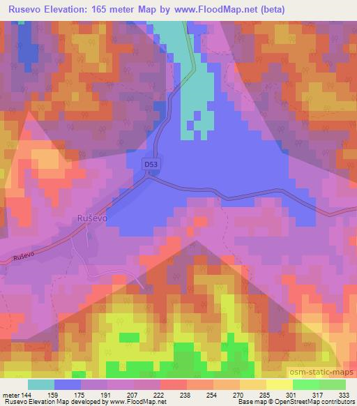 Rusevo,Croatia Elevation Map