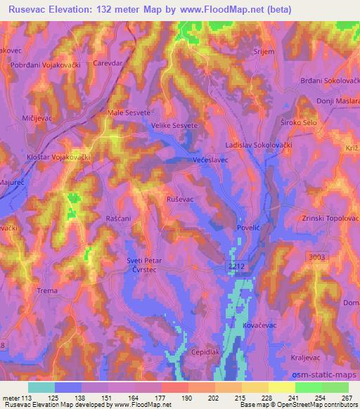 Rusevac,Croatia Elevation Map