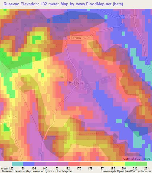 Rusevac,Croatia Elevation Map