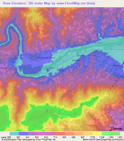 Ruse,Slovenia Elevation Map