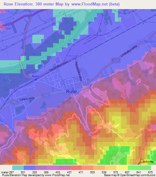 Ruse,Slovenia Elevation Map