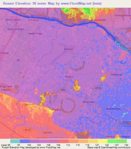 Rusani,Croatia Elevation Map