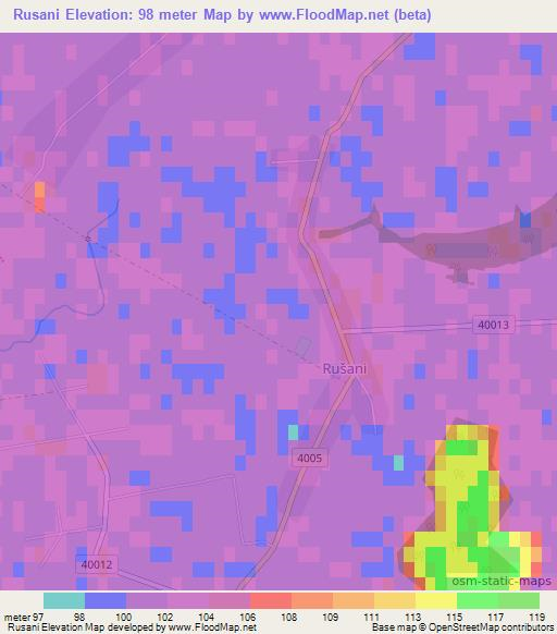 Rusani,Croatia Elevation Map