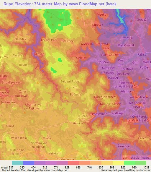 Rupe,Slovenia Elevation Map