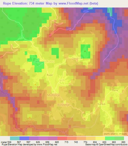 Rupe,Slovenia Elevation Map