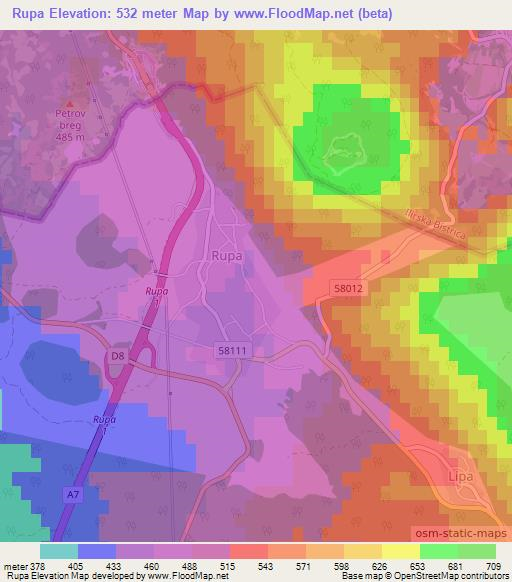 Rupa,Croatia Elevation Map